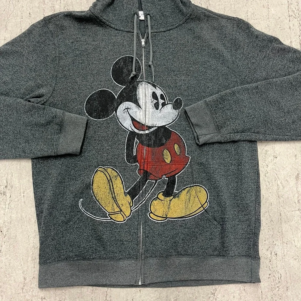 Disney Parks Mickey Mouse Full Zip Hoodie Sweatshirt Gray Size XXL